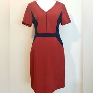 Boden Rust and Navy Midi Dress